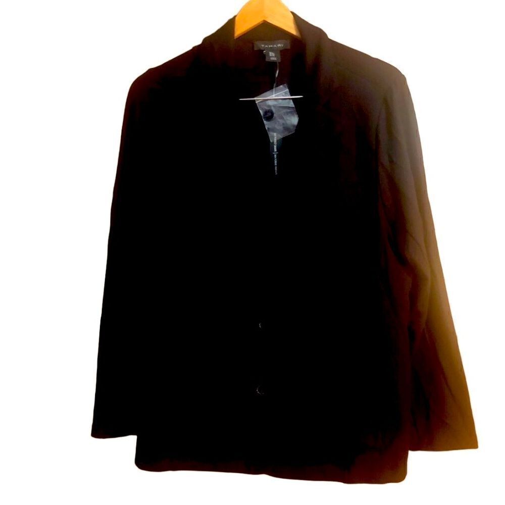 Tahari My Perfect Shape Women’s Size 1X Rayon Blend Black Notched Collar Blazer